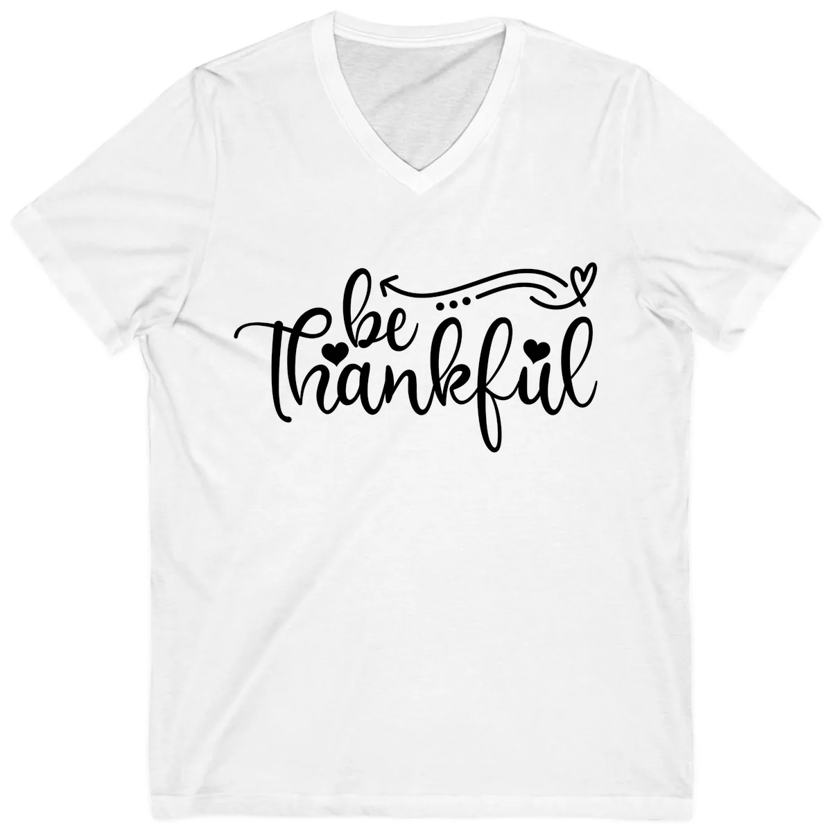 Be Thankful Script Design V-Neck in White