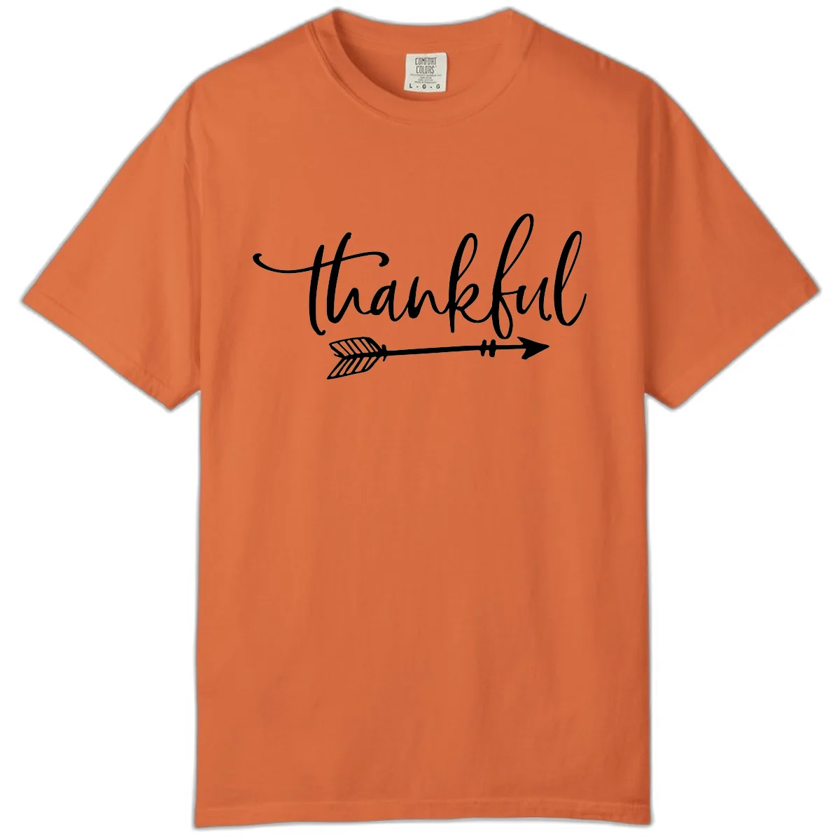 Arrow Thankful Typography Design Comfort Color in Burnt Orange