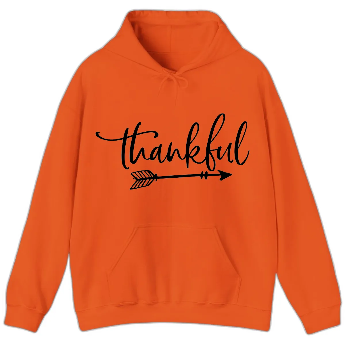 Arrow Thankful Typography Design Hoodie in Orange