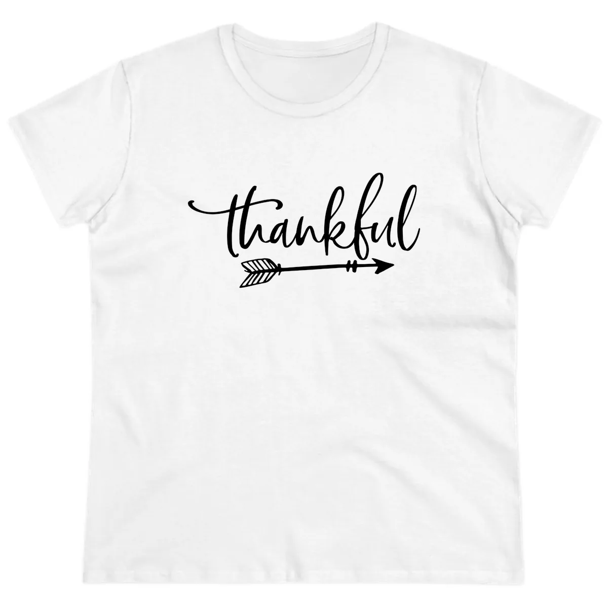 Arrow Thankful Typography Design Ladies Tee in White