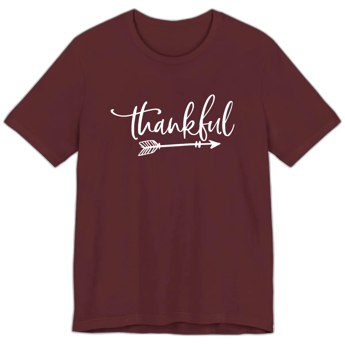 Arrow Thankful Typography Design Premium T-Shirt in Maroon