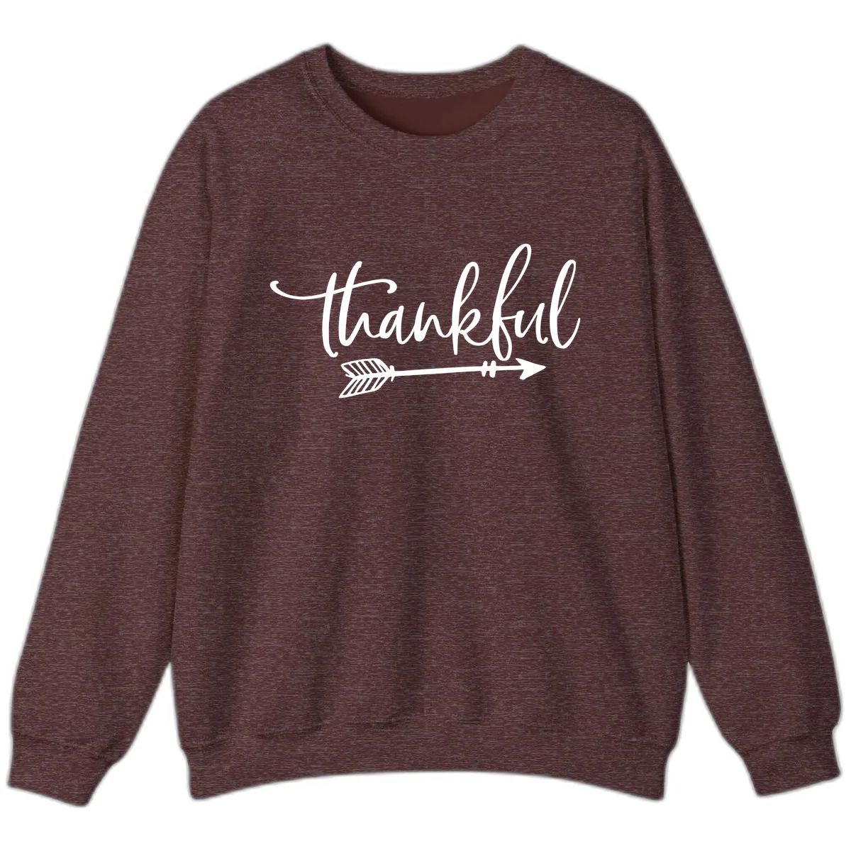 Arrow Thankful Typography Design Sweatshirt in Heather Sport Dark Maroon