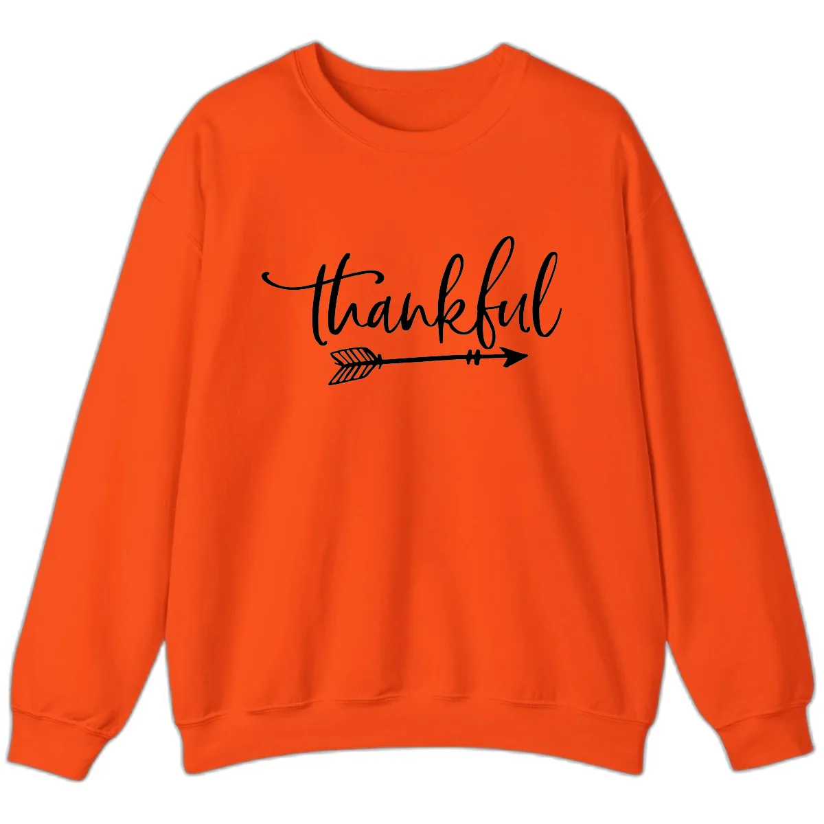 Arrow Thankful Typography Design Sweatshirt in Orange