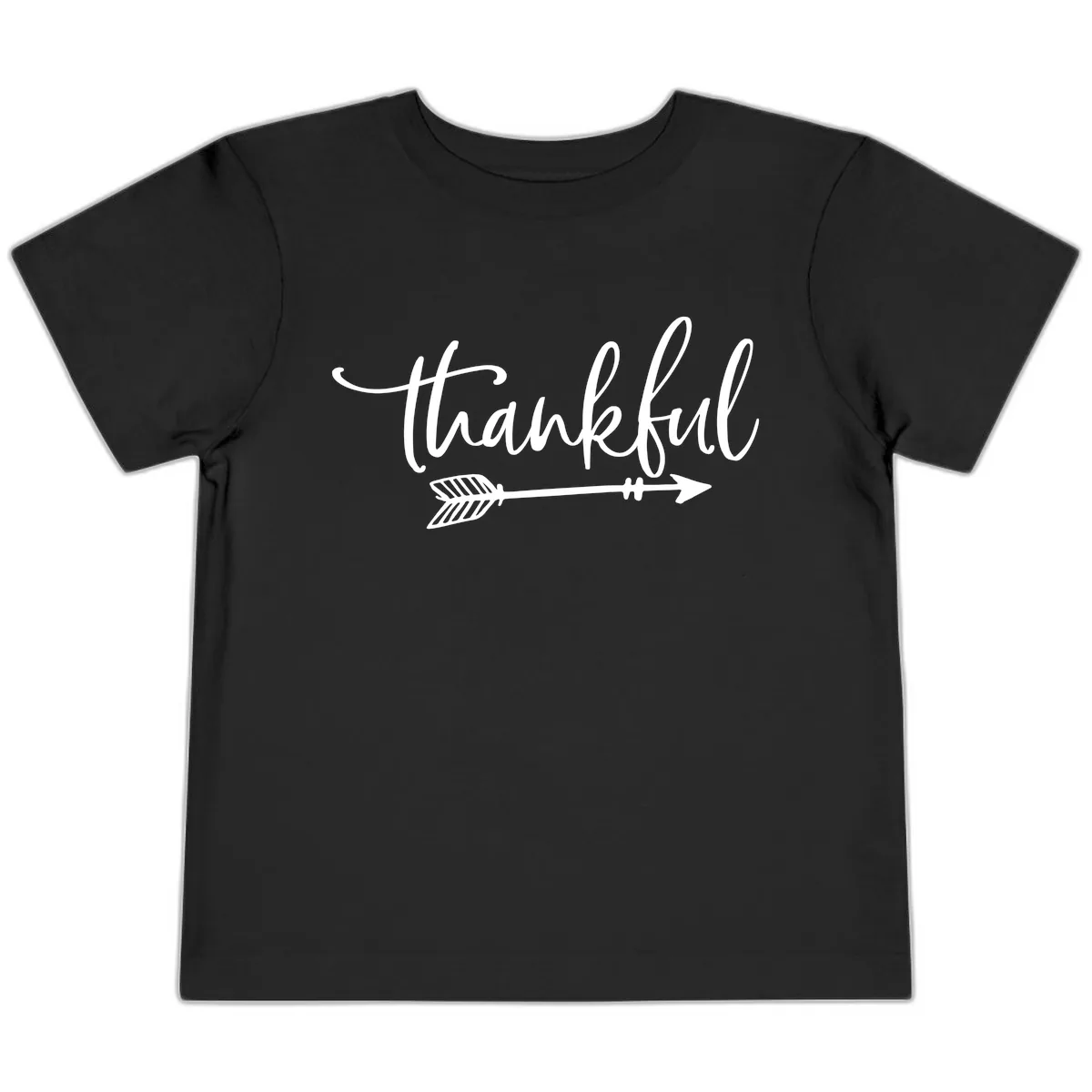 Arrow Thankful Typography Design Toddler T-Shirt in Black
