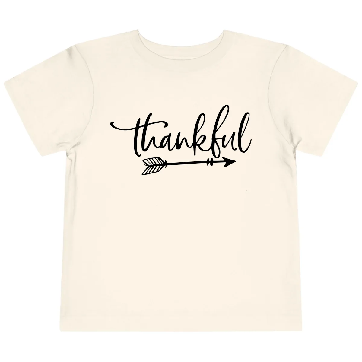 Arrow Thankful Typography Design Toddler T-Shirt in Natural