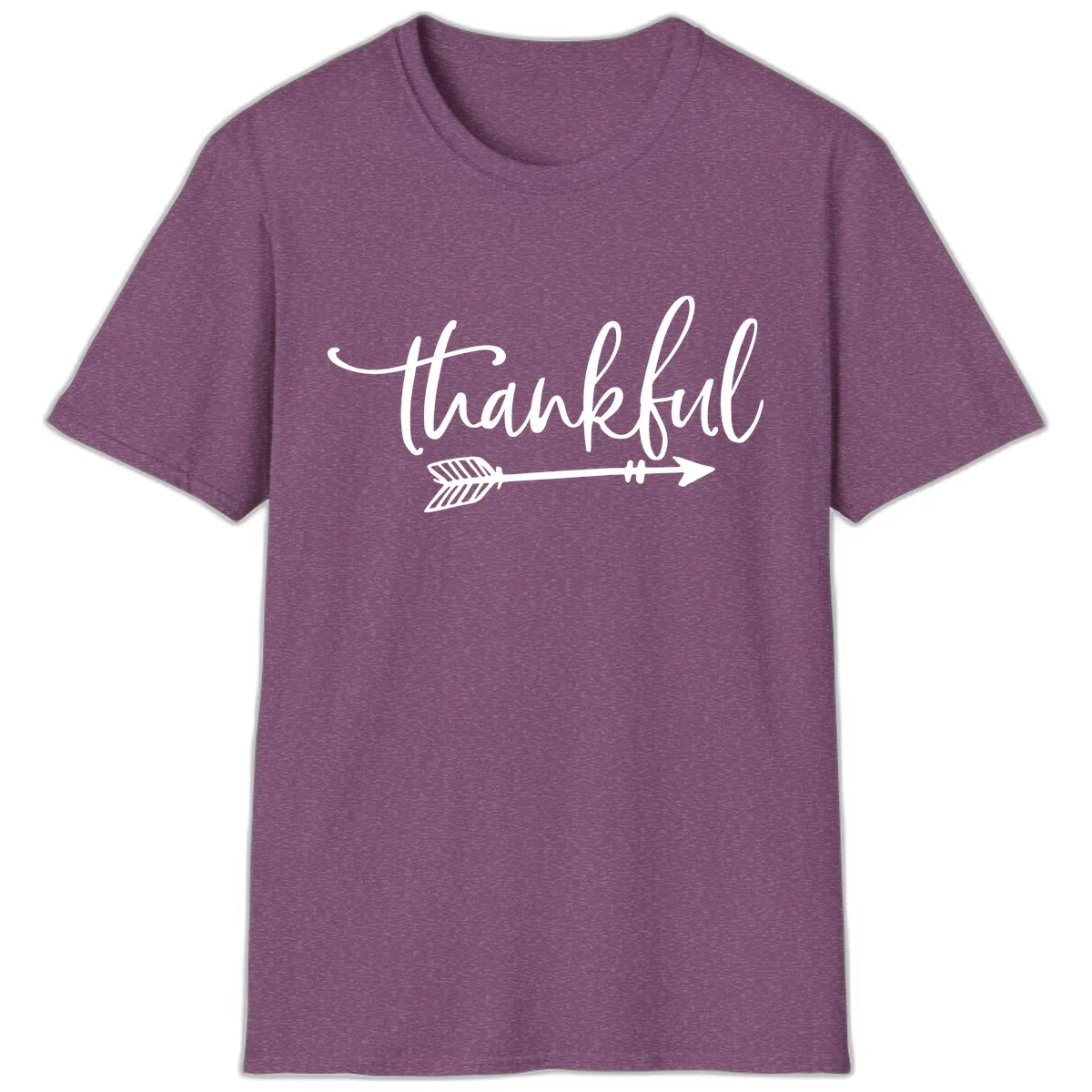 Arrow Thankful Typography Design T-Shirt in Heather Maroon