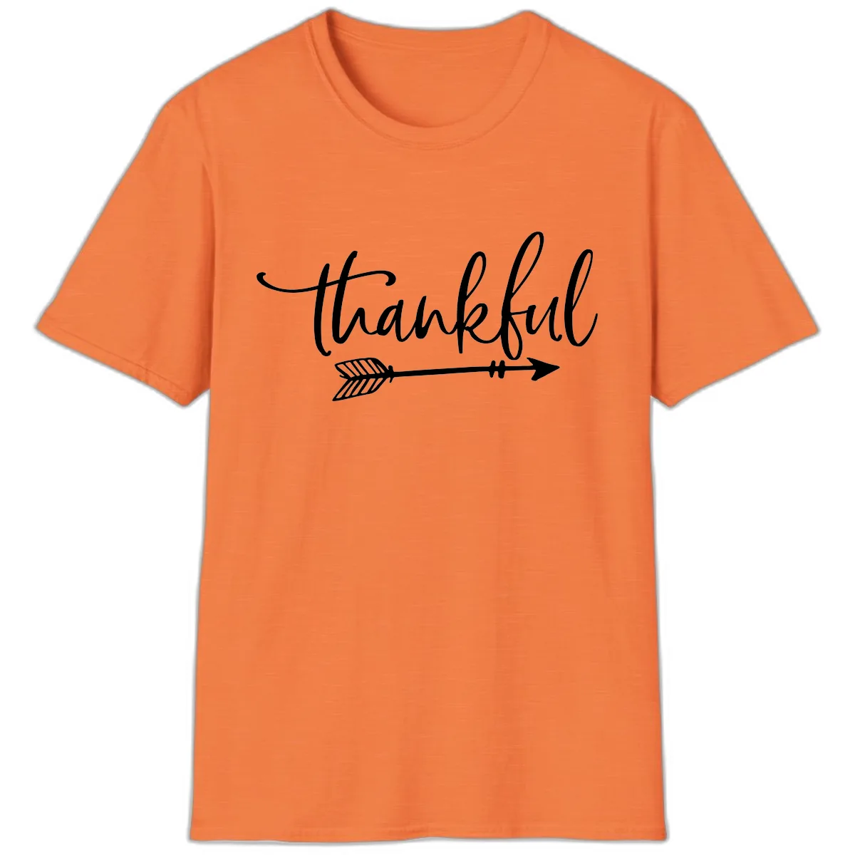 Arrow Thankful Typography Design T-Shirt in Heather Orange