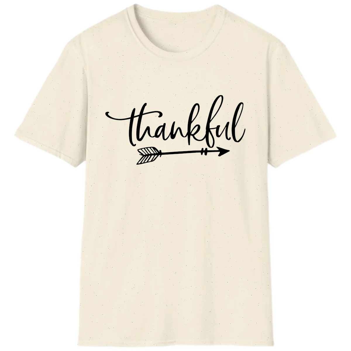 Arrow Thankful Typography Design T-Shirt in Natural