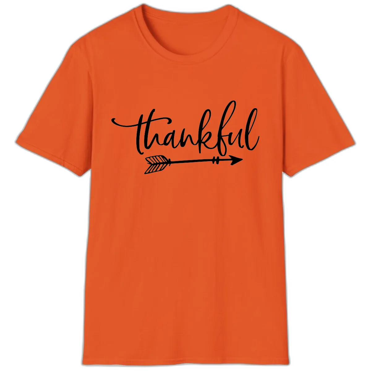 Arrow Thankful Typography Design T-Shirt in Orange