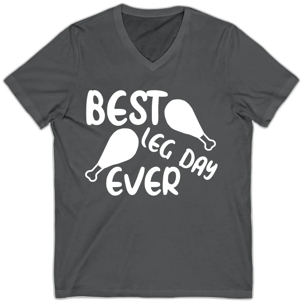 Best Leg Day Ever Design V-Neck in Asphalt