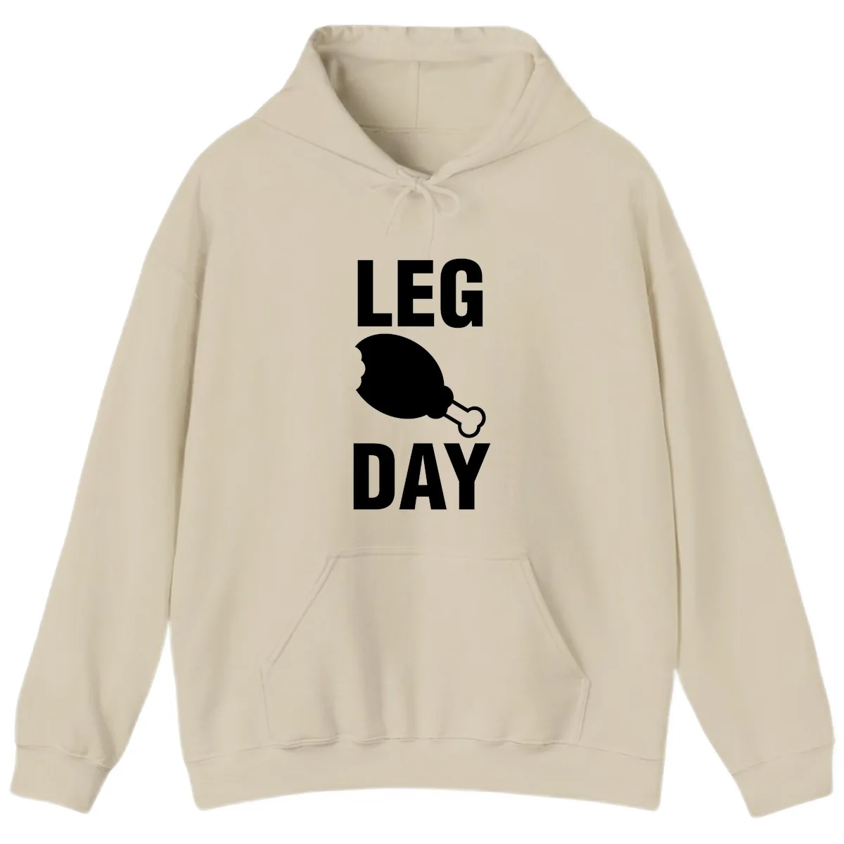 Leg Day Chicken Leg Design Hoodie in Sand