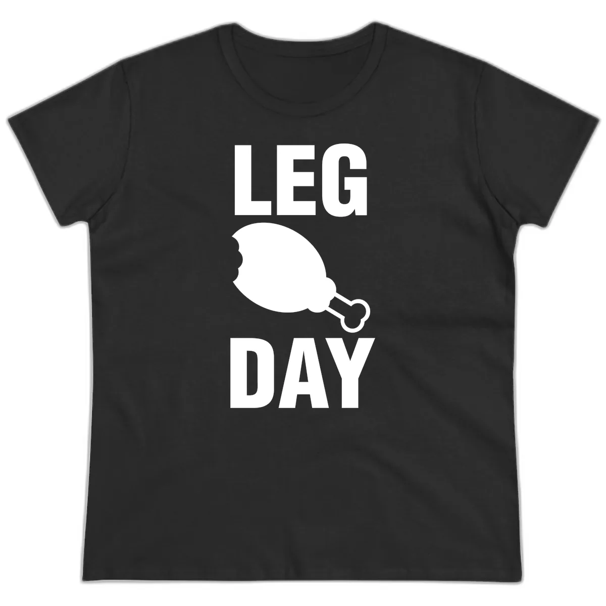 Leg Day Chicken Leg Design Ladies Tee in Black