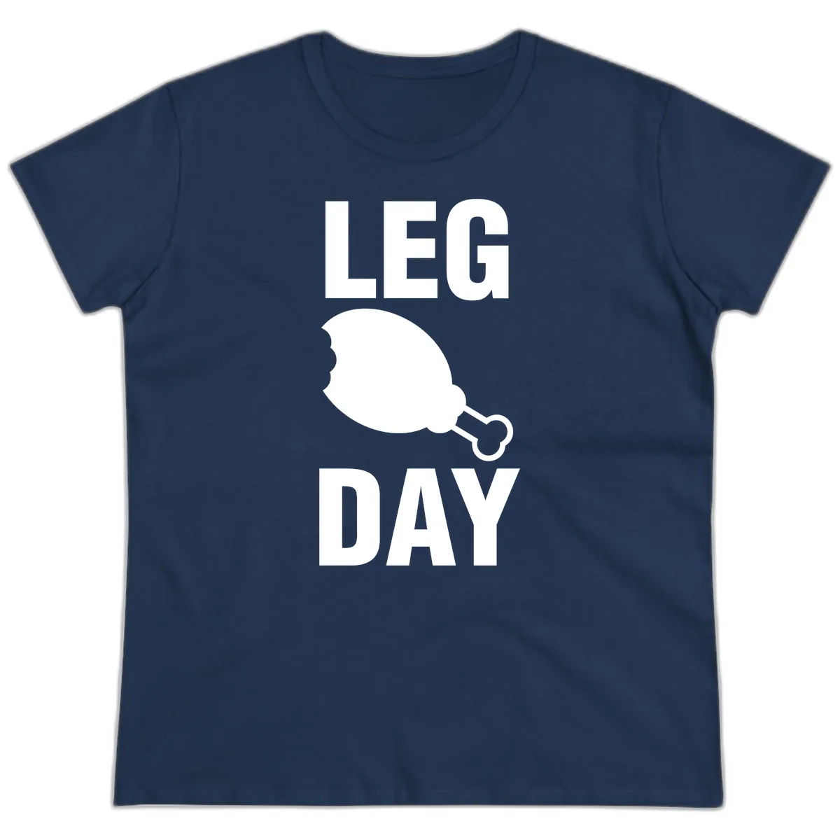 Leg Day Chicken Leg Design Ladies Tee in Navy