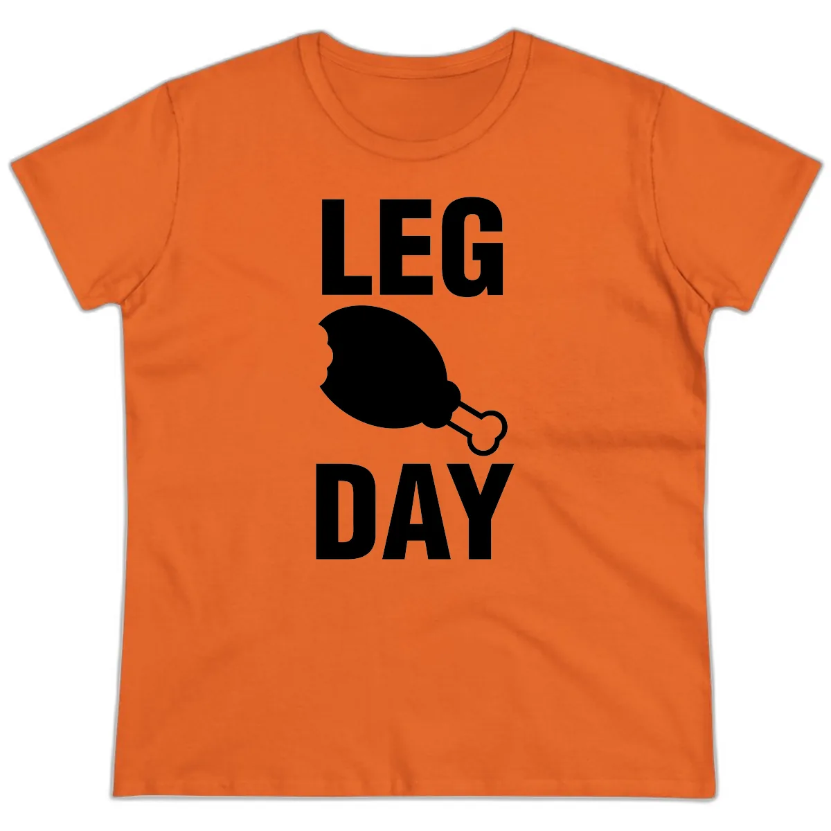Leg Day Chicken Leg Design Ladies Tee in Orange