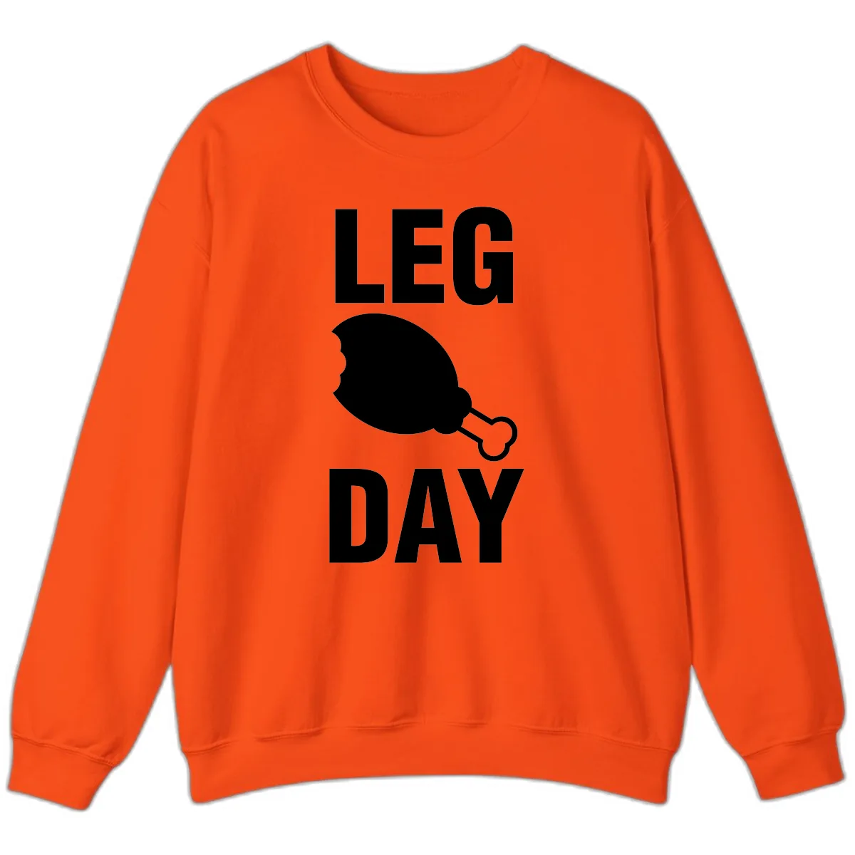 Leg Day Chicken Leg Design Sweatshirt in Orange