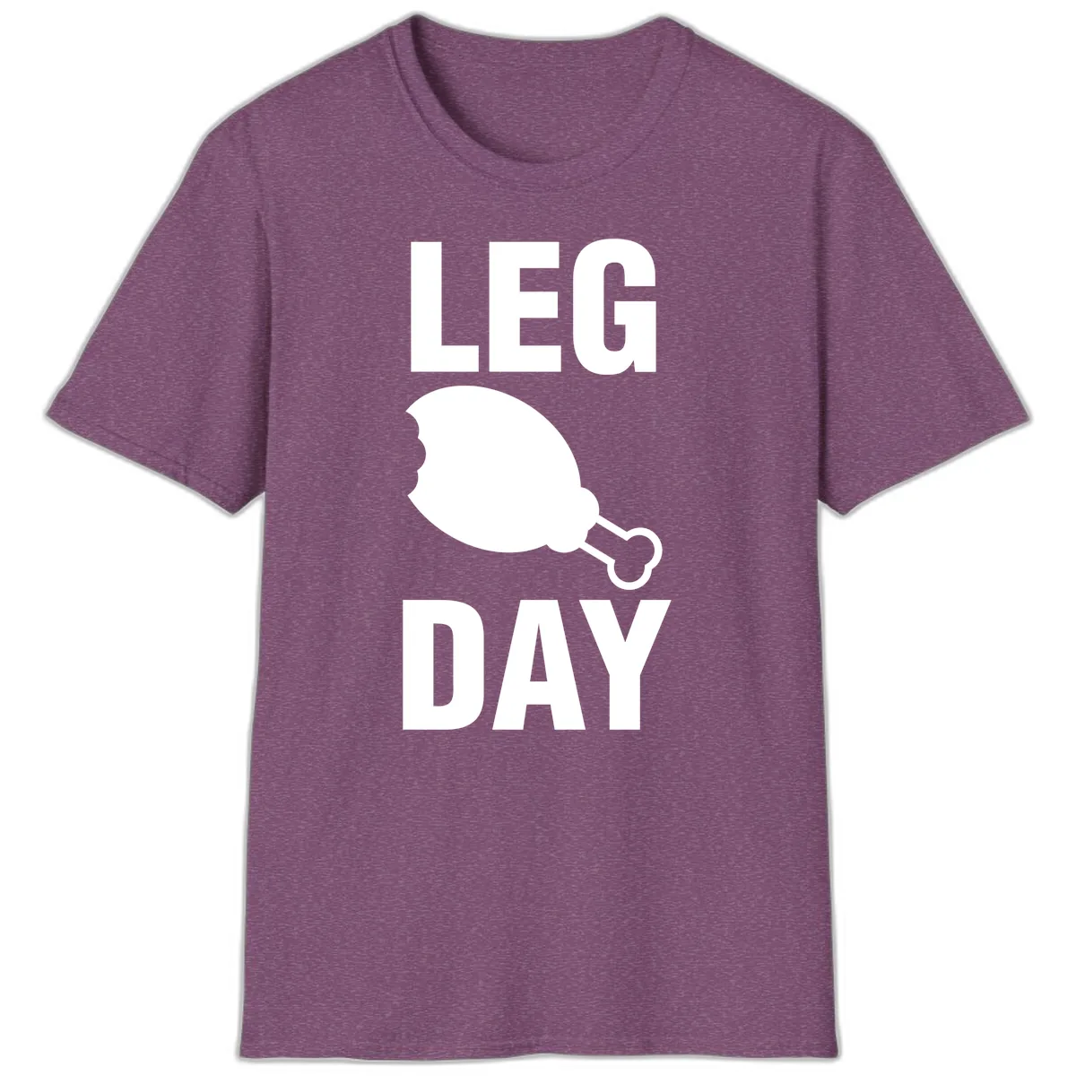 Leg Day Chicken Leg Design T-Shirt in Heather Maroon