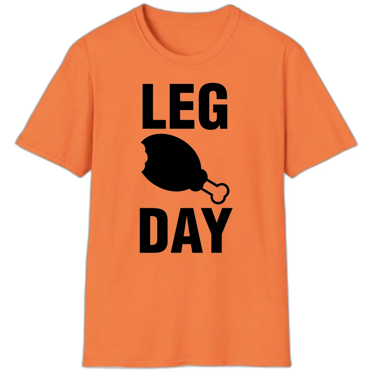 Leg Day Chicken Leg Design T-Shirt in Heather Orange