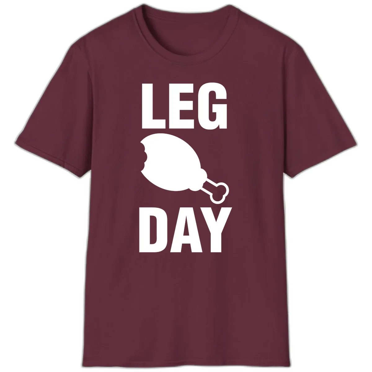 Leg Day Chicken Leg Design T-Shirt in Maroon