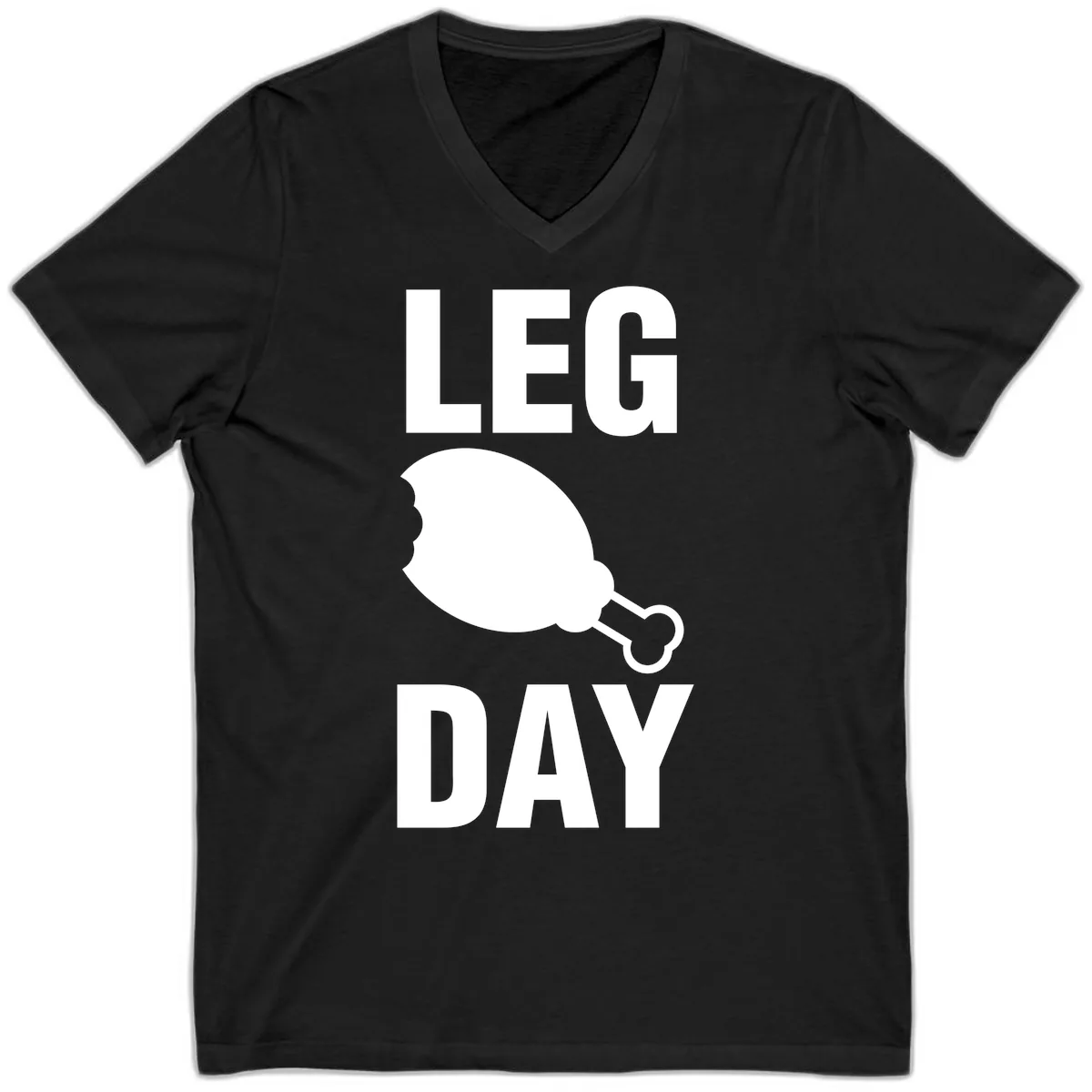 Leg Day Chicken Leg Design V-Neck in Black