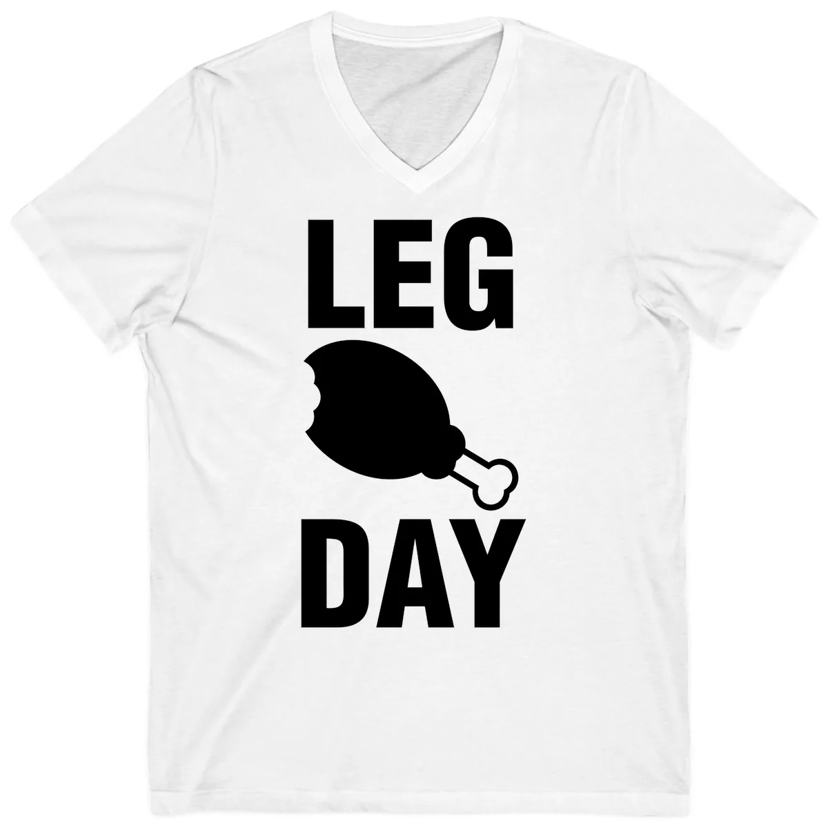 Leg Day Chicken Leg Design V-Neck in White