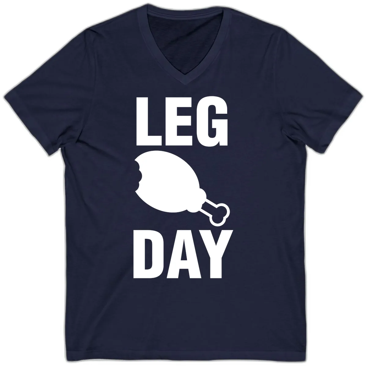 Leg Day Chicken Leg Design V-Neck in Navy