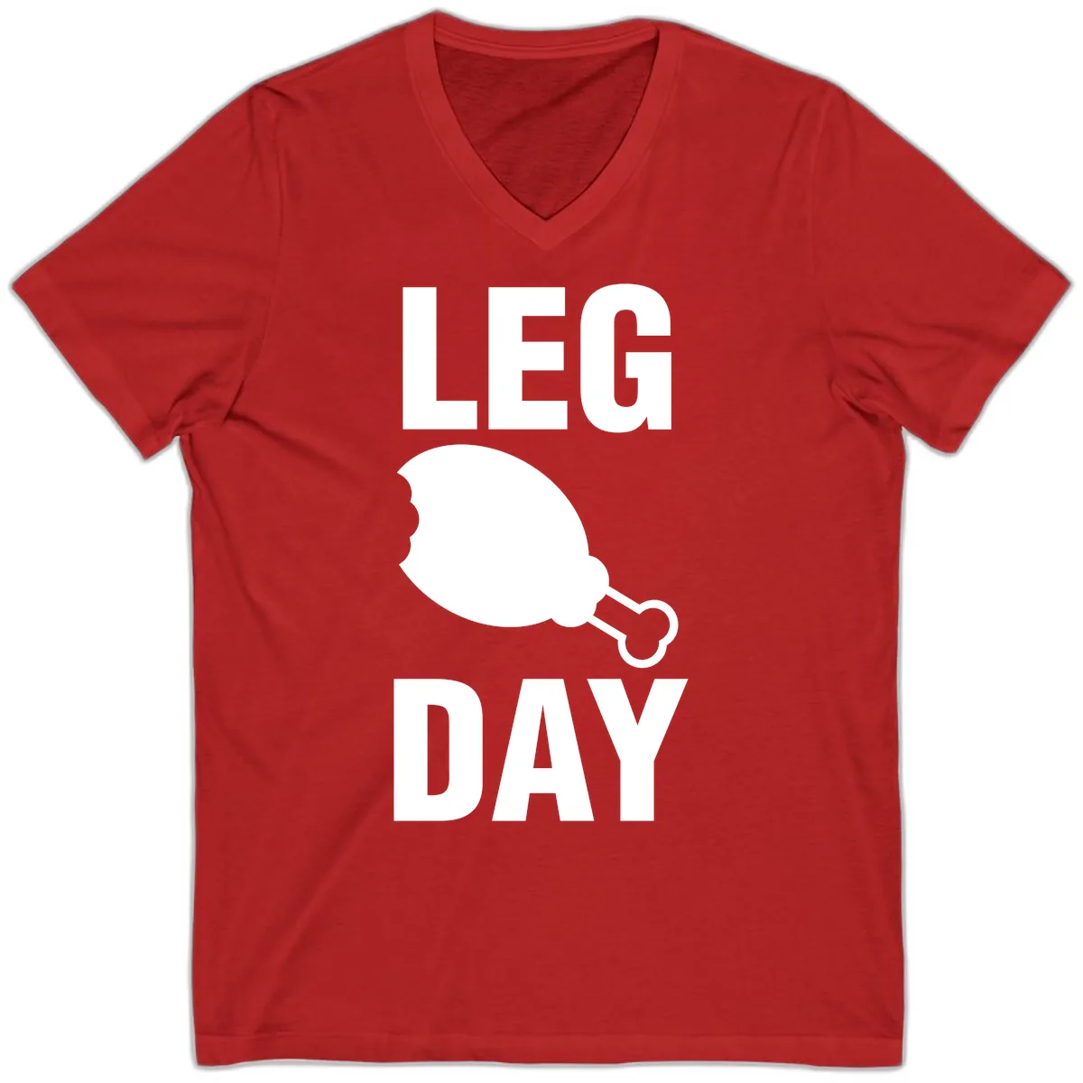 Leg Day Chicken Leg Design V-Neck in Red
