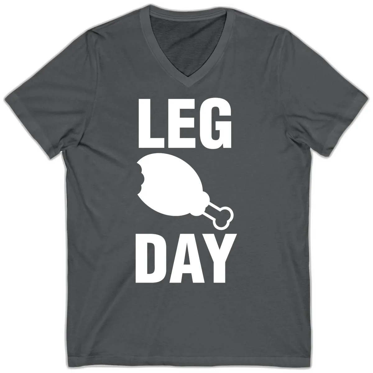 Leg Day Chicken Leg Design V-Neck in Asphalt