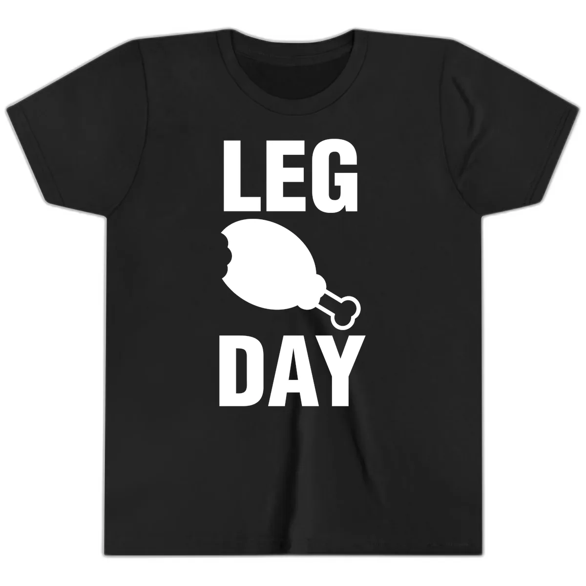 Leg Day Chicken Leg Design Youth T-Shirt in Black