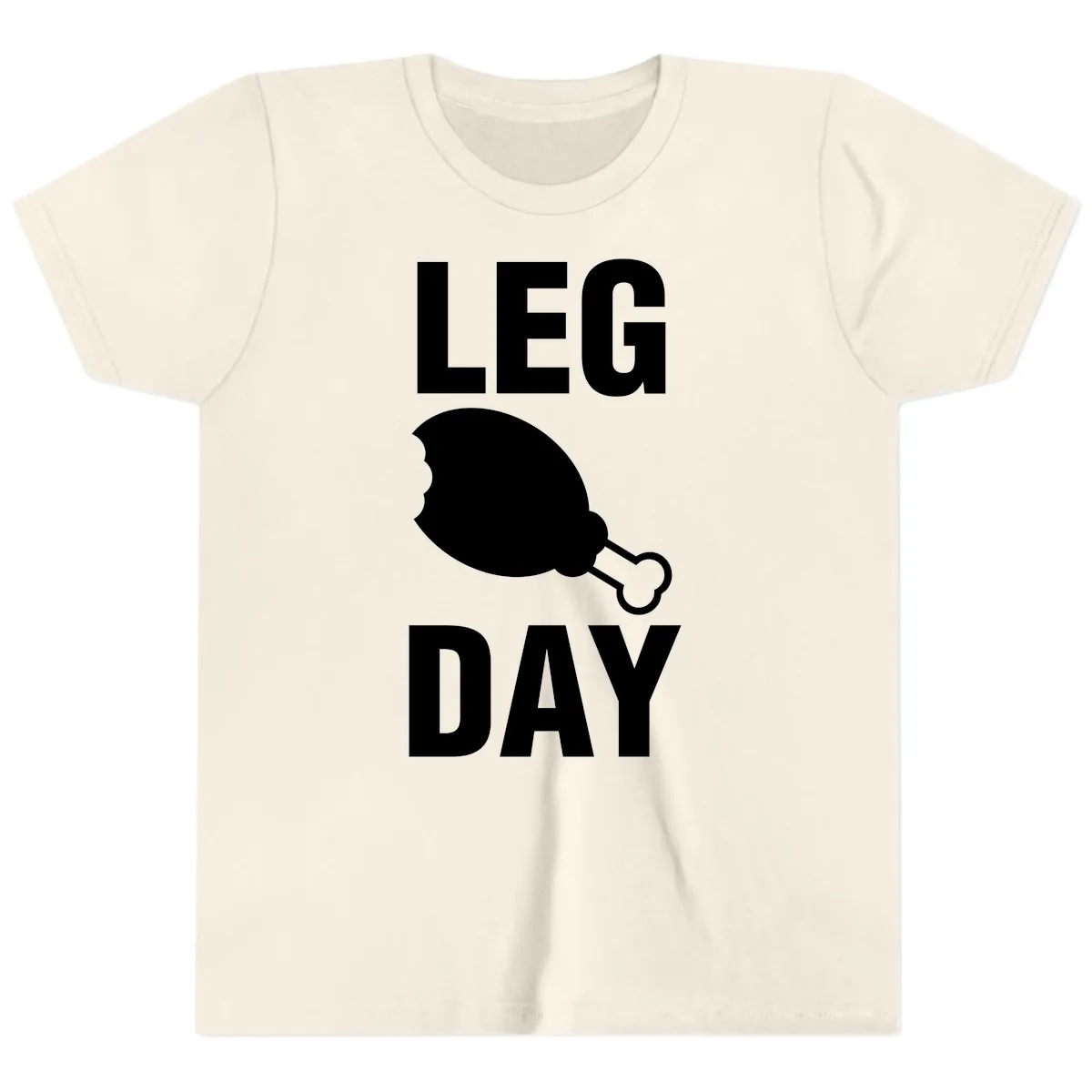 Leg Day Chicken Leg Design Youth T-Shirt in Natural