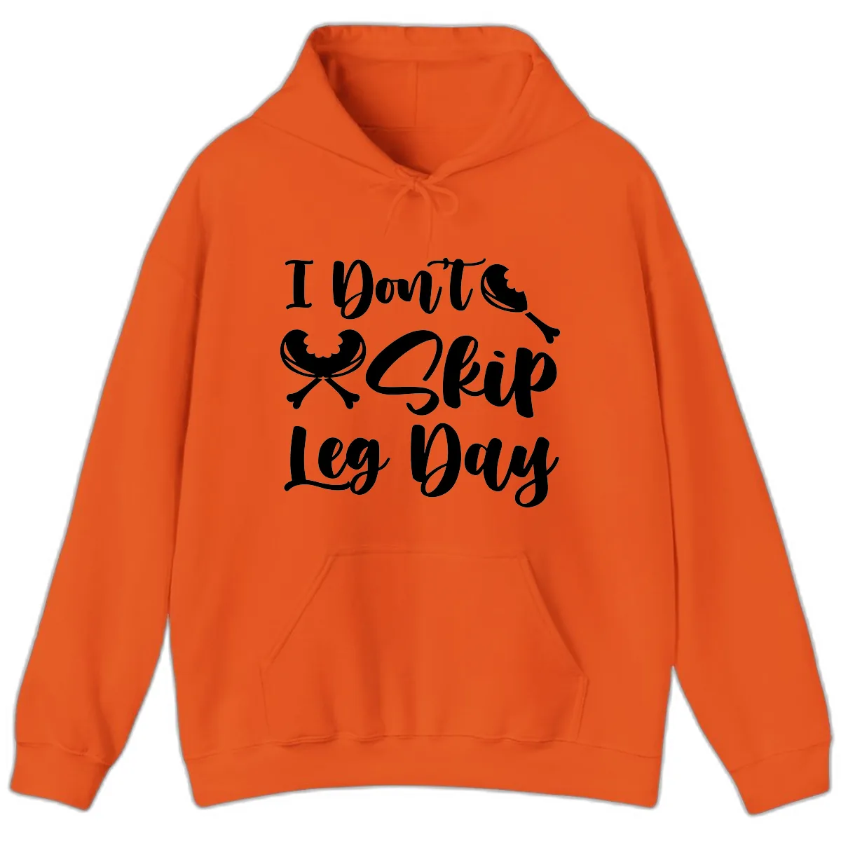 I Don't Skip Leg Day Funny Workout Hoodie in Orange