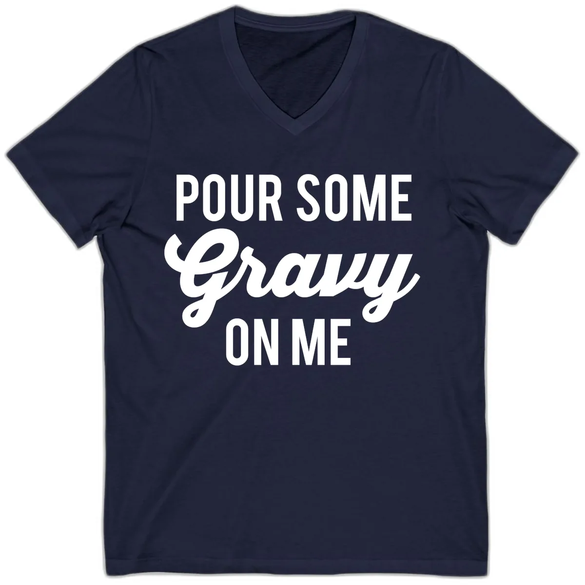 Pour Some Gravy On Me V-Neck in Navy