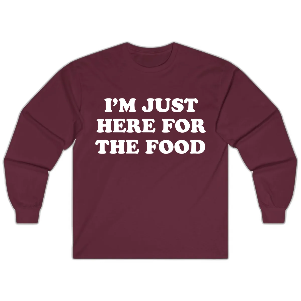I'm Just Here For The Food Thanksgiving Long Sleeve in Maroon