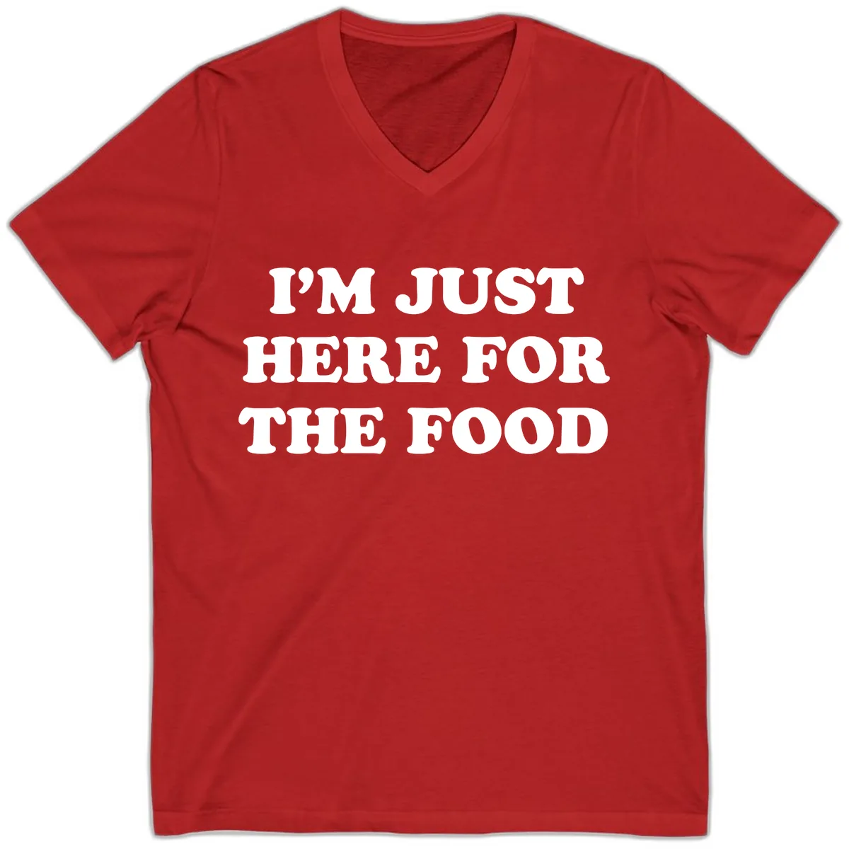 I'm Just Here For The Food Thanksgiving V-Neck in Red
