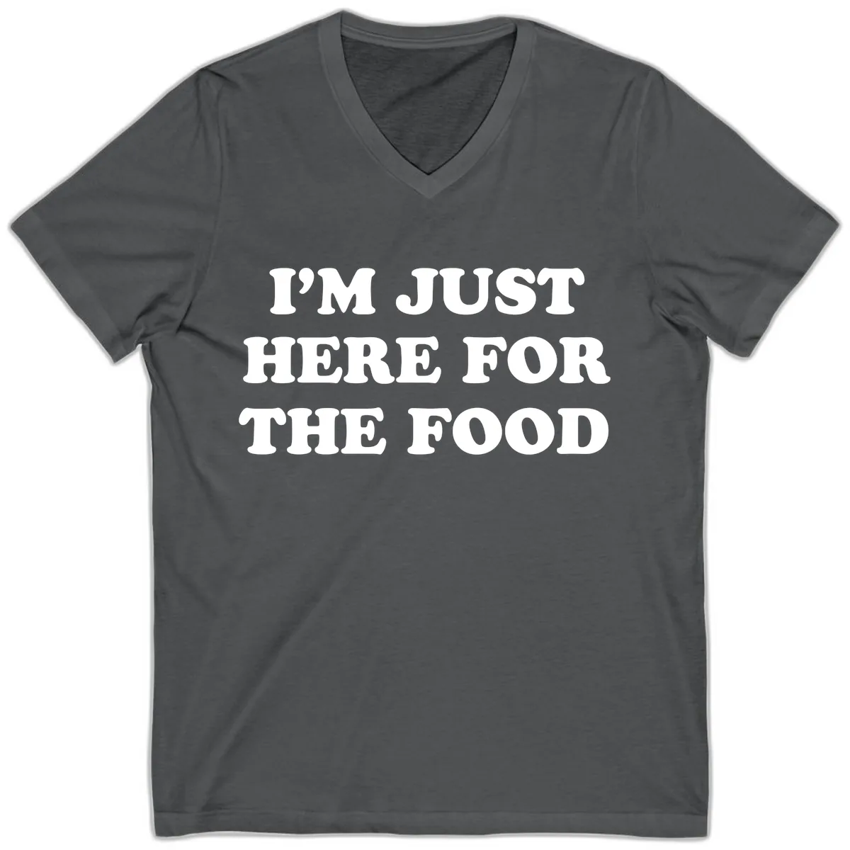 I'm Just Here For The Food Thanksgiving V-Neck in Asphalt