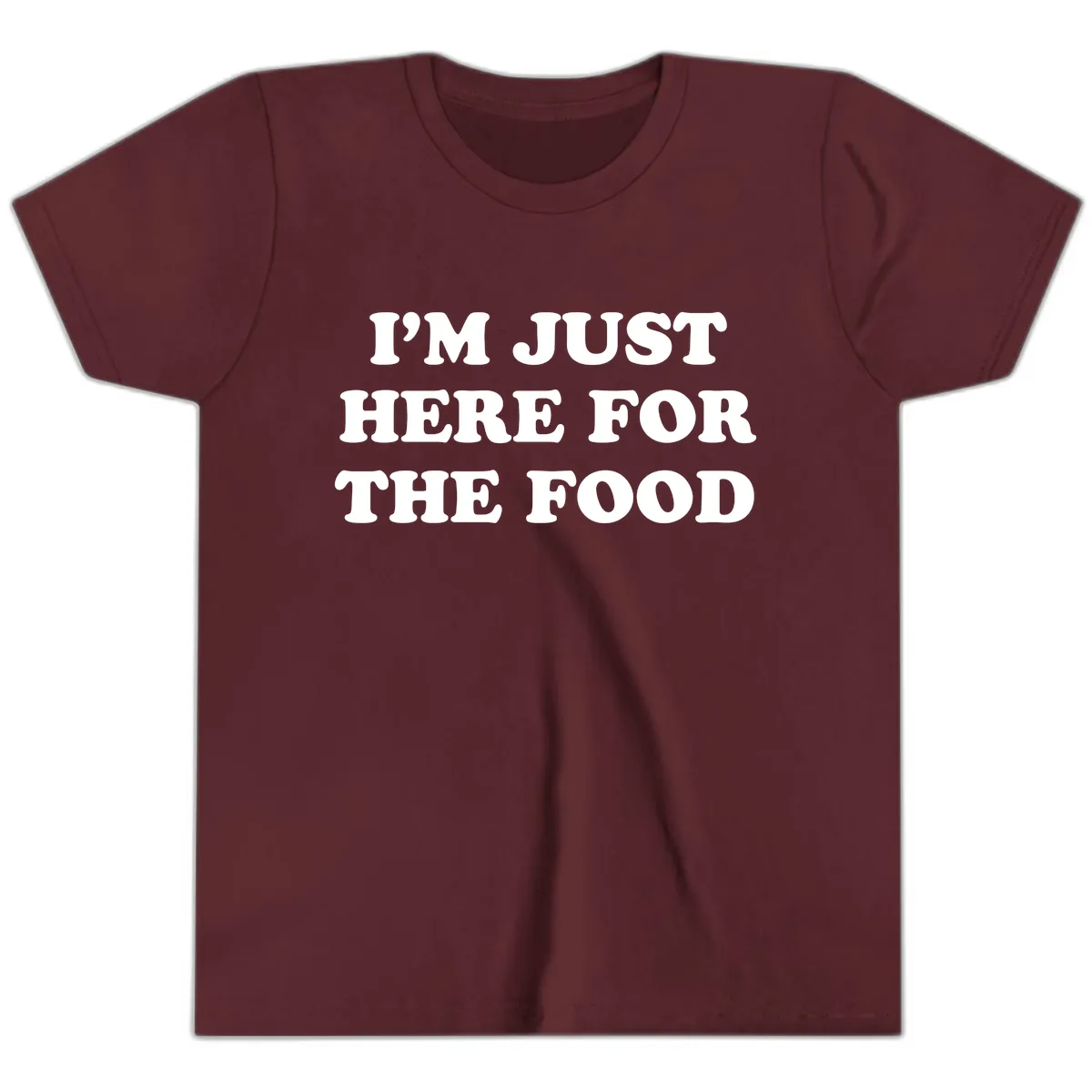 I'm Just Here For The Food Thanksgiving Youth T-Shirt in Maroon