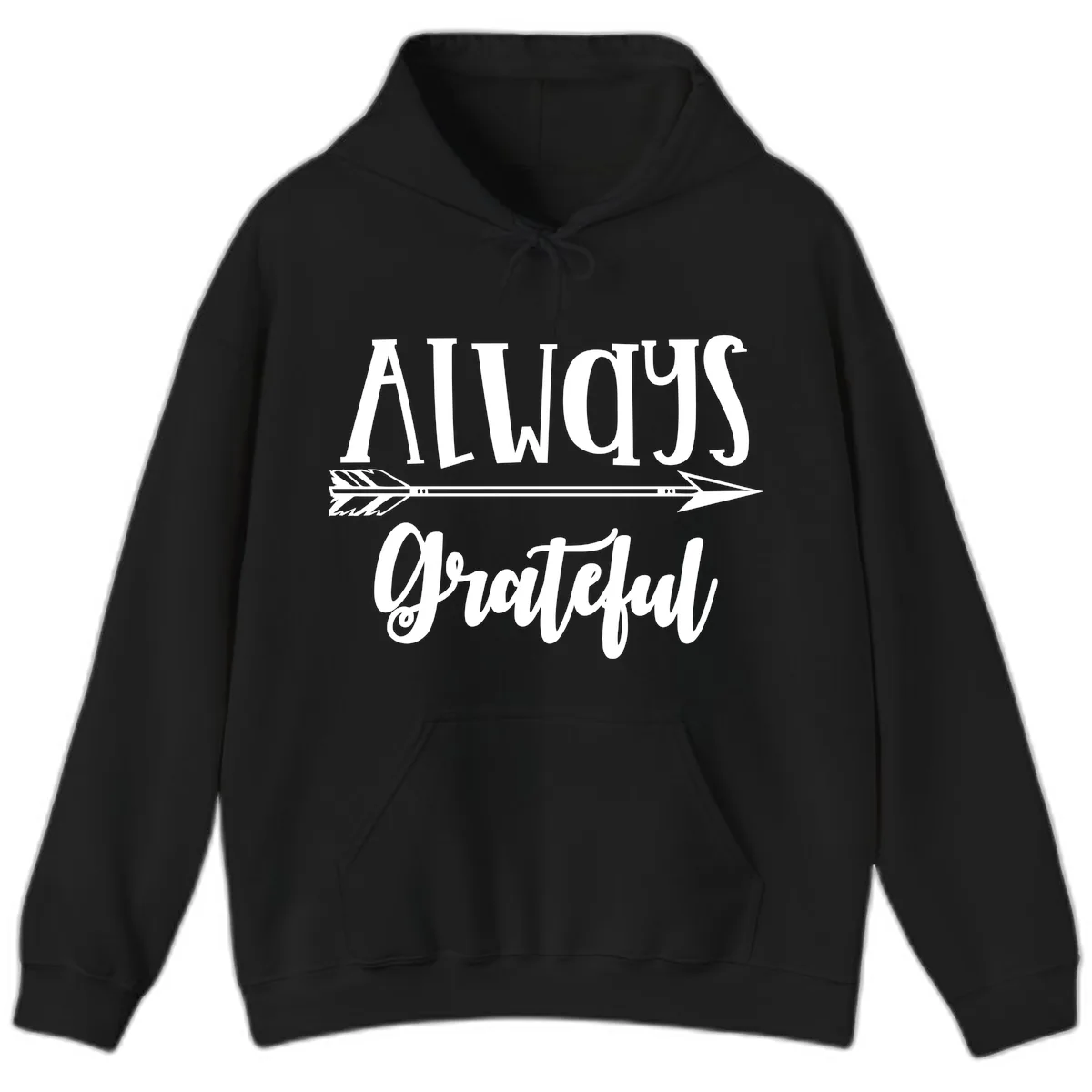 Always Grateful Arrow Design Hoodie in Black