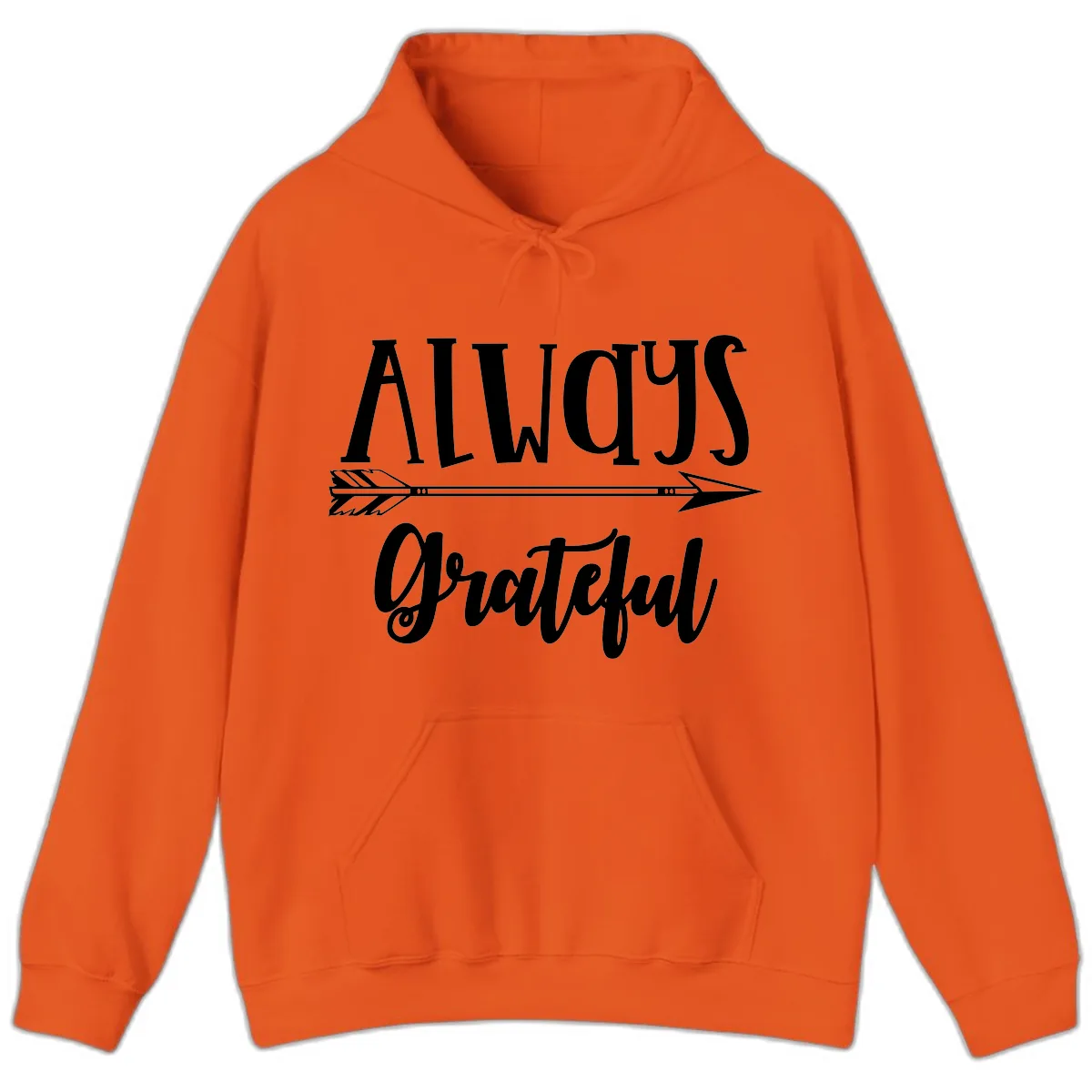 Always Grateful Arrow Design Hoodie in Orange