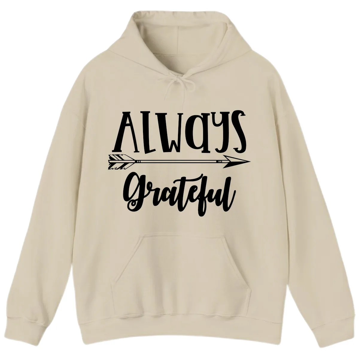 Always Grateful Arrow Design Hoodie in Sand