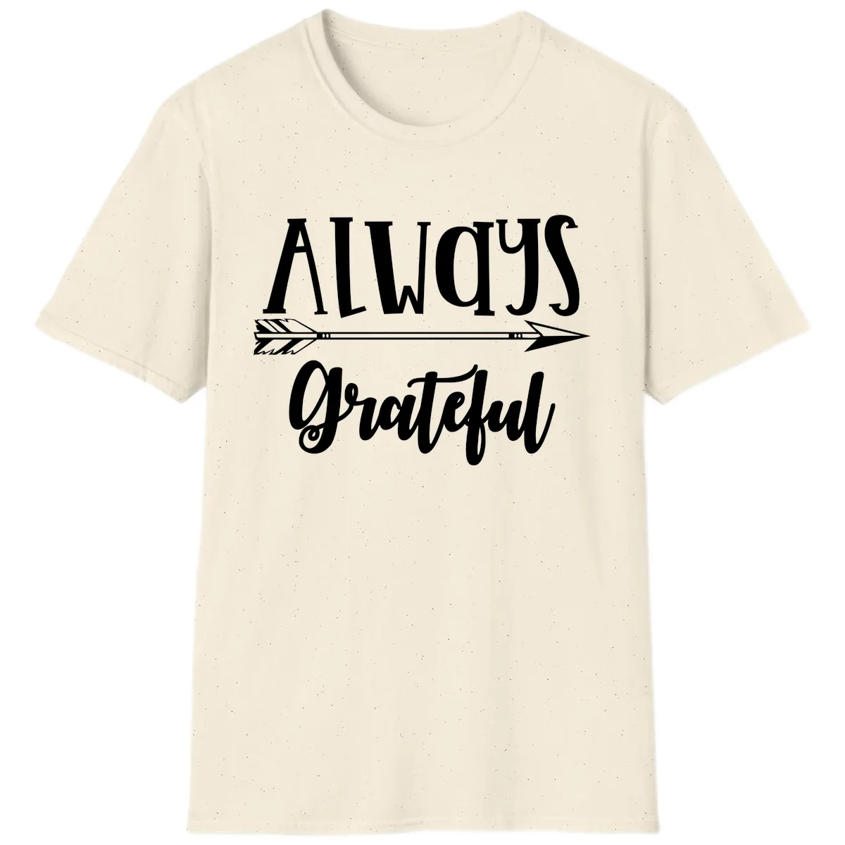 Always Grateful Arrow Design T-Shirt in Natural