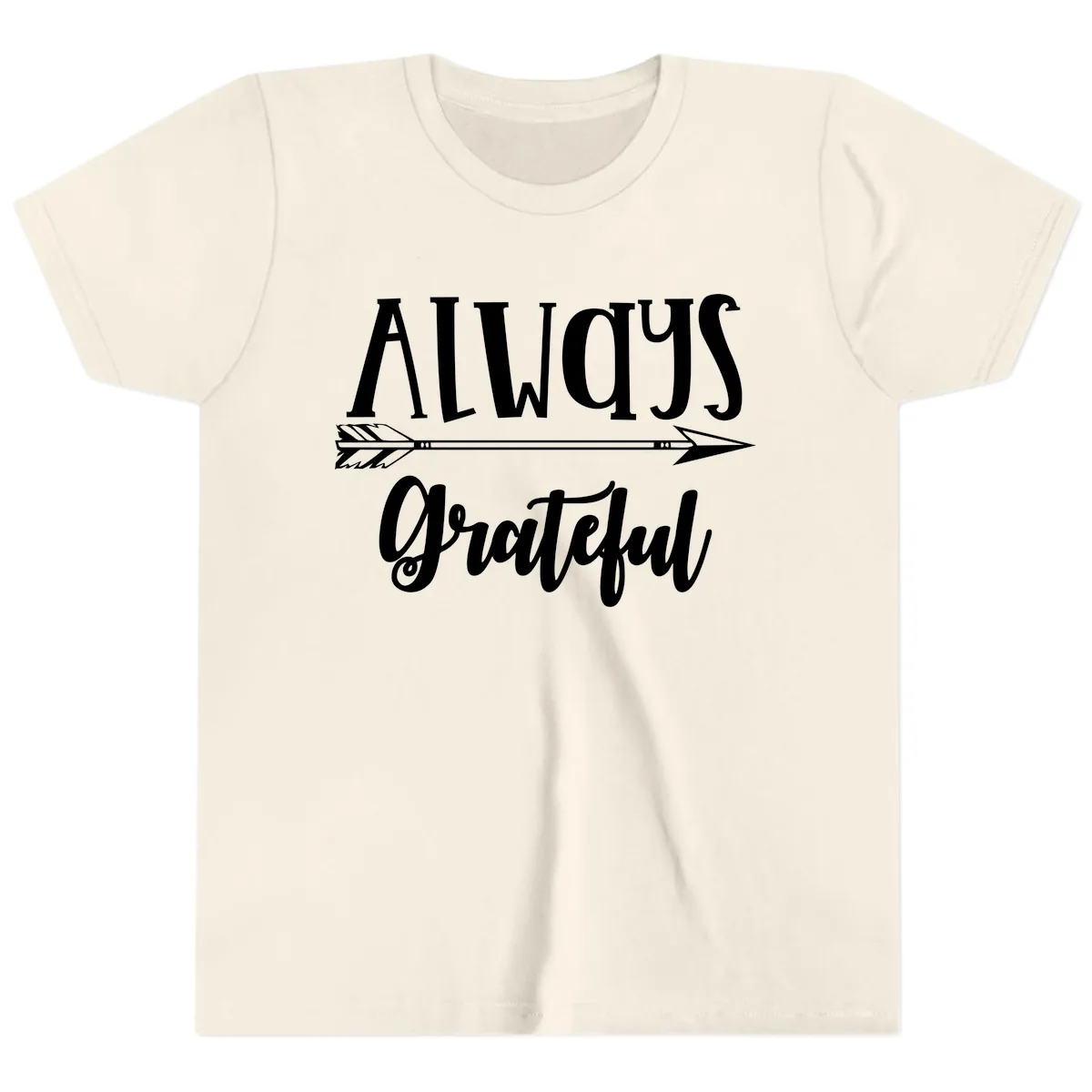 Always Grateful Arrow Design Youth T-Shirt in Natural