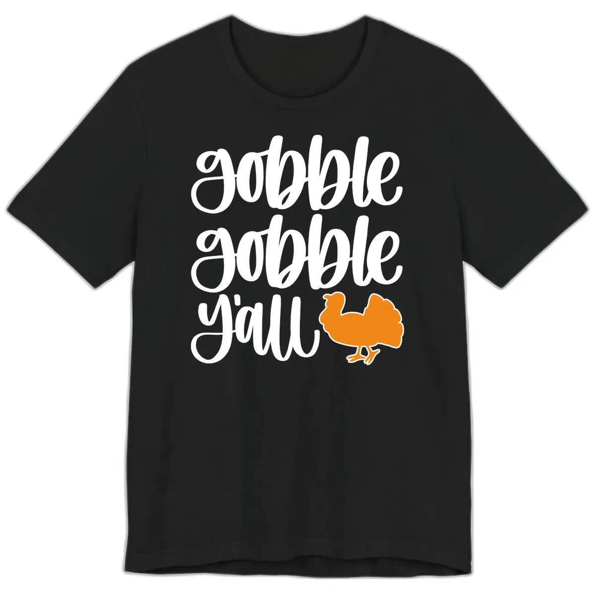 Gobble Gobble Y'all Turkey Design Premium T-Shirt in Black