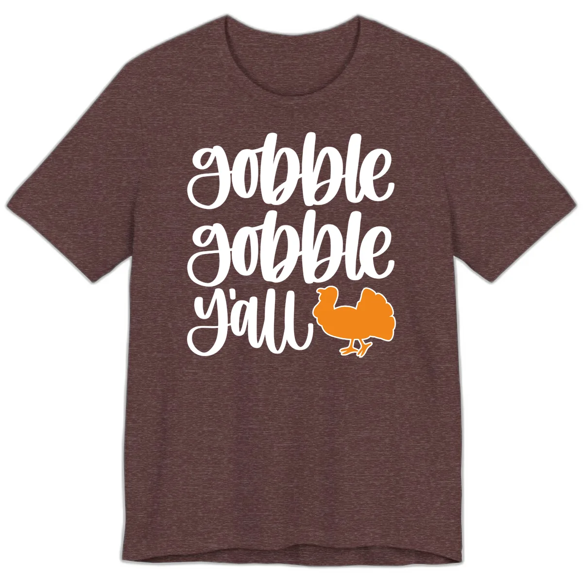 Gobble Gobble Y'all Turkey Design Premium T-Shirt in Heather Maroon