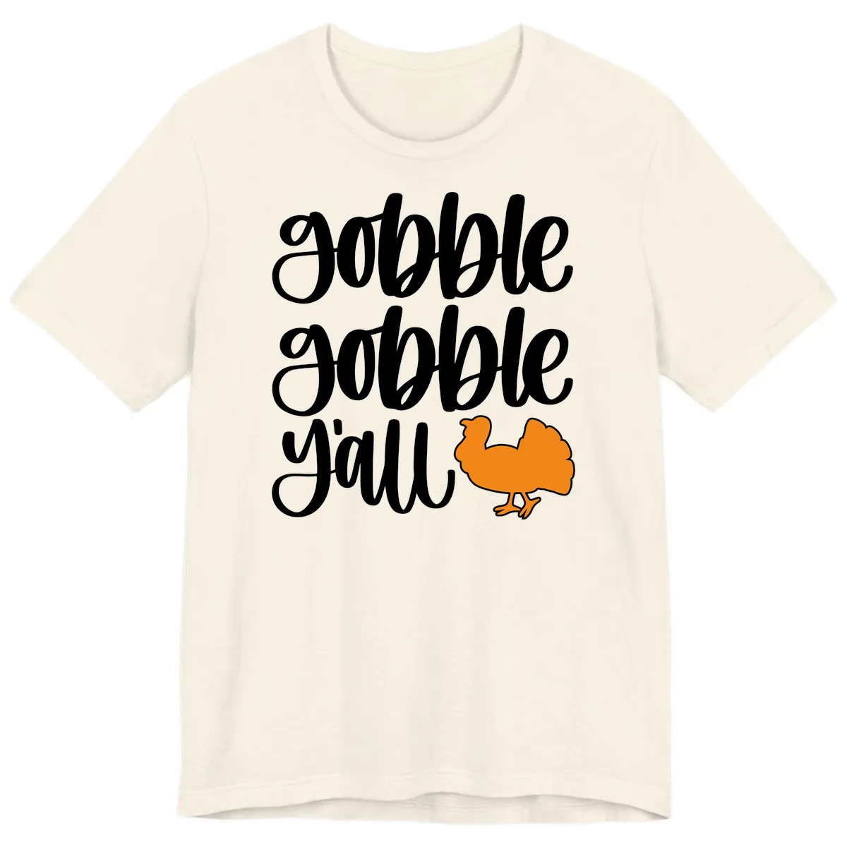 Gobble Gobble Y'all Turkey Design Premium T-Shirt in Natural