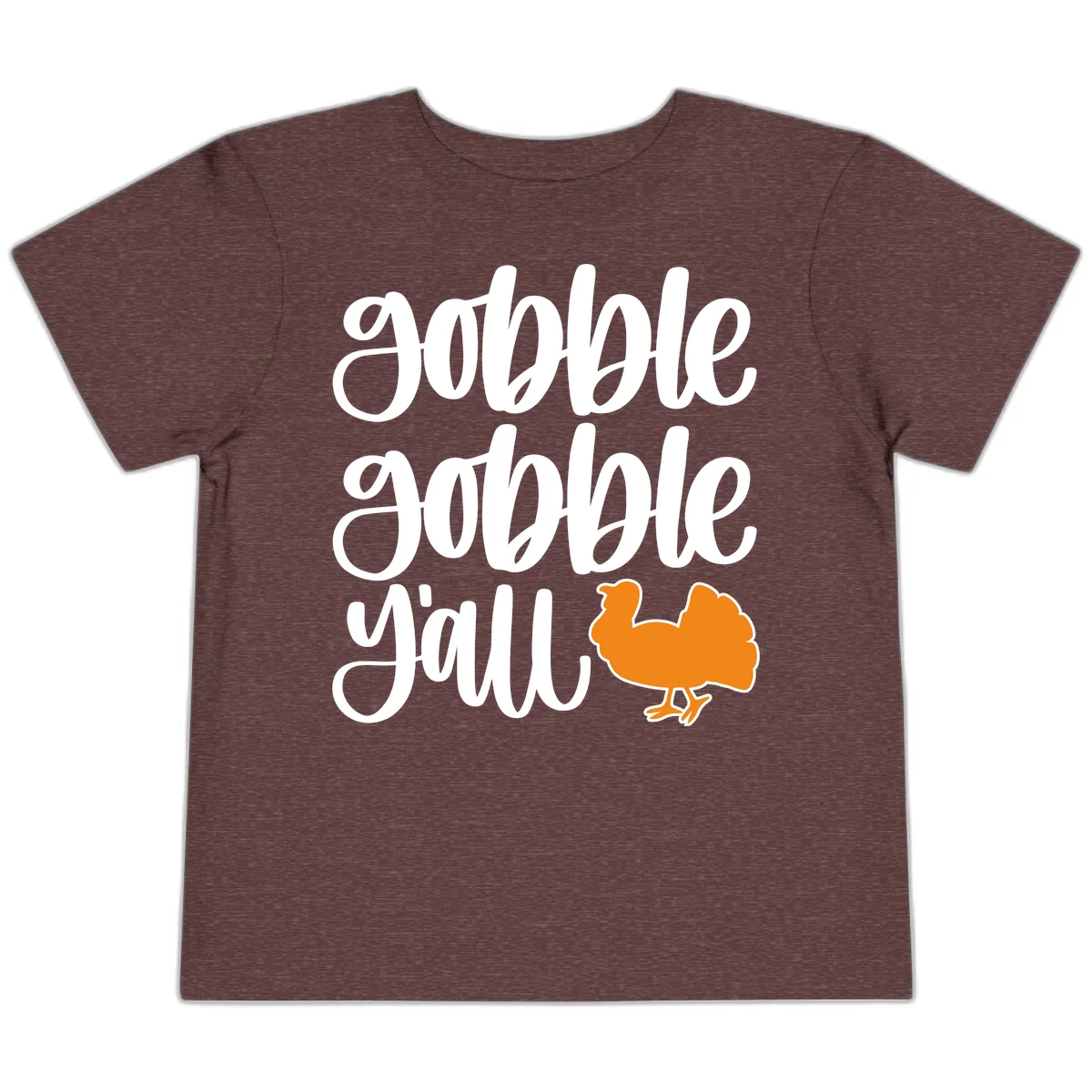 Gobble Gobble Y'all Turkey Design Toddler T-Shirt in Heather Maroon