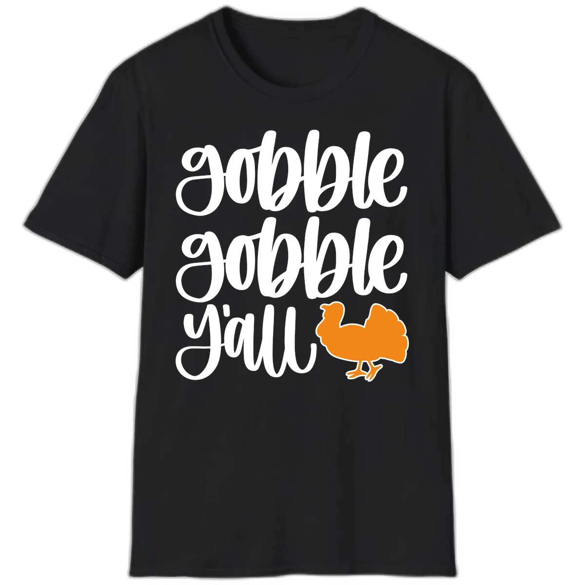 Gobble Gobble Y'all Turkey Design T-Shirt in Black