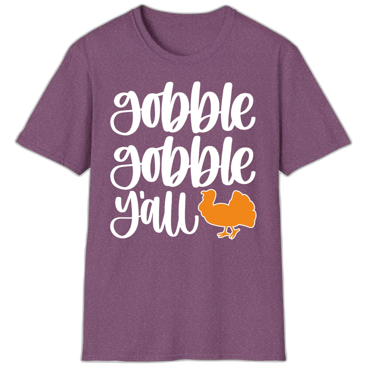 Gobble Gobble Y'all Turkey Design T-Shirt in Heather Maroon