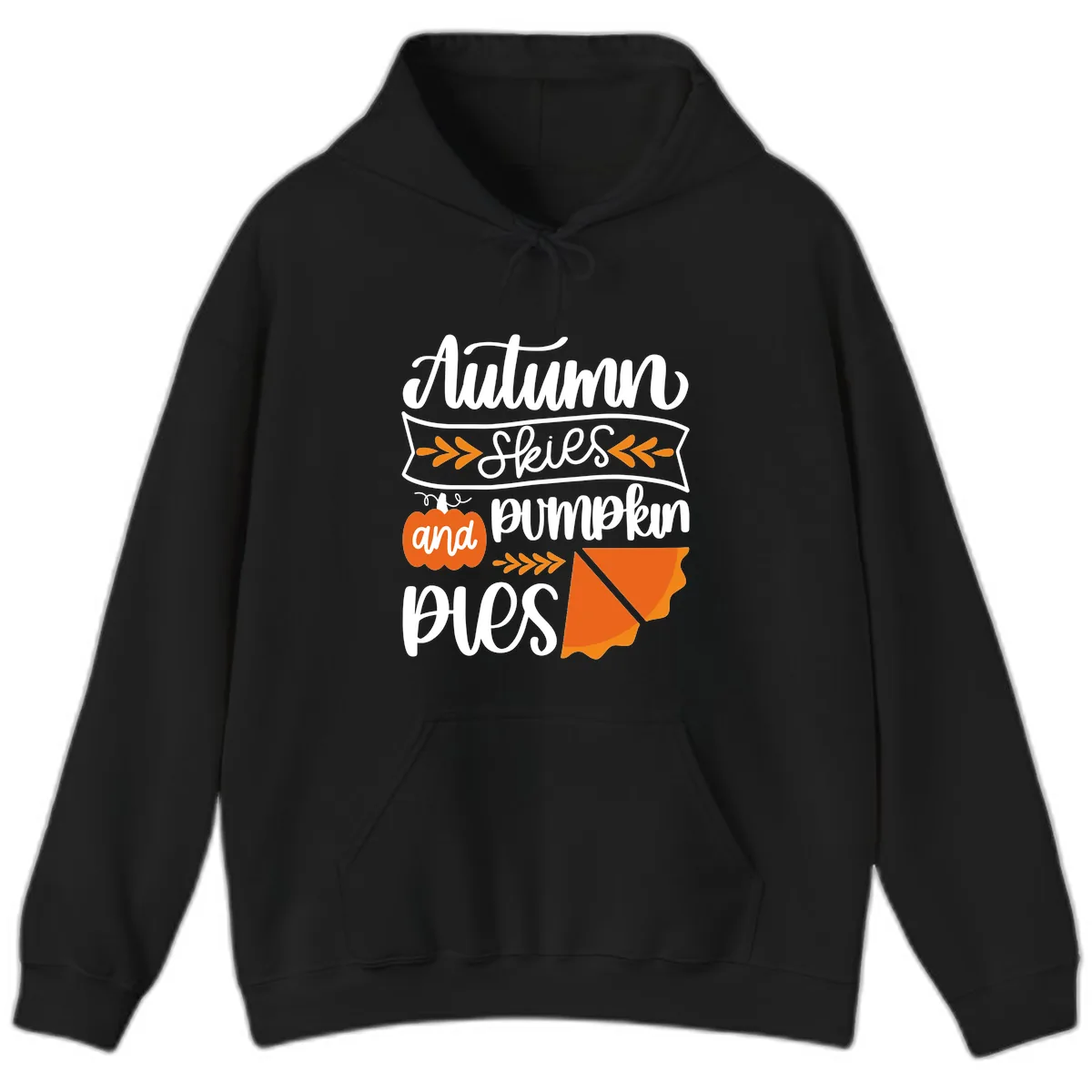 Autumn Skies and Pumpkin Pies Design Hoodie in Black