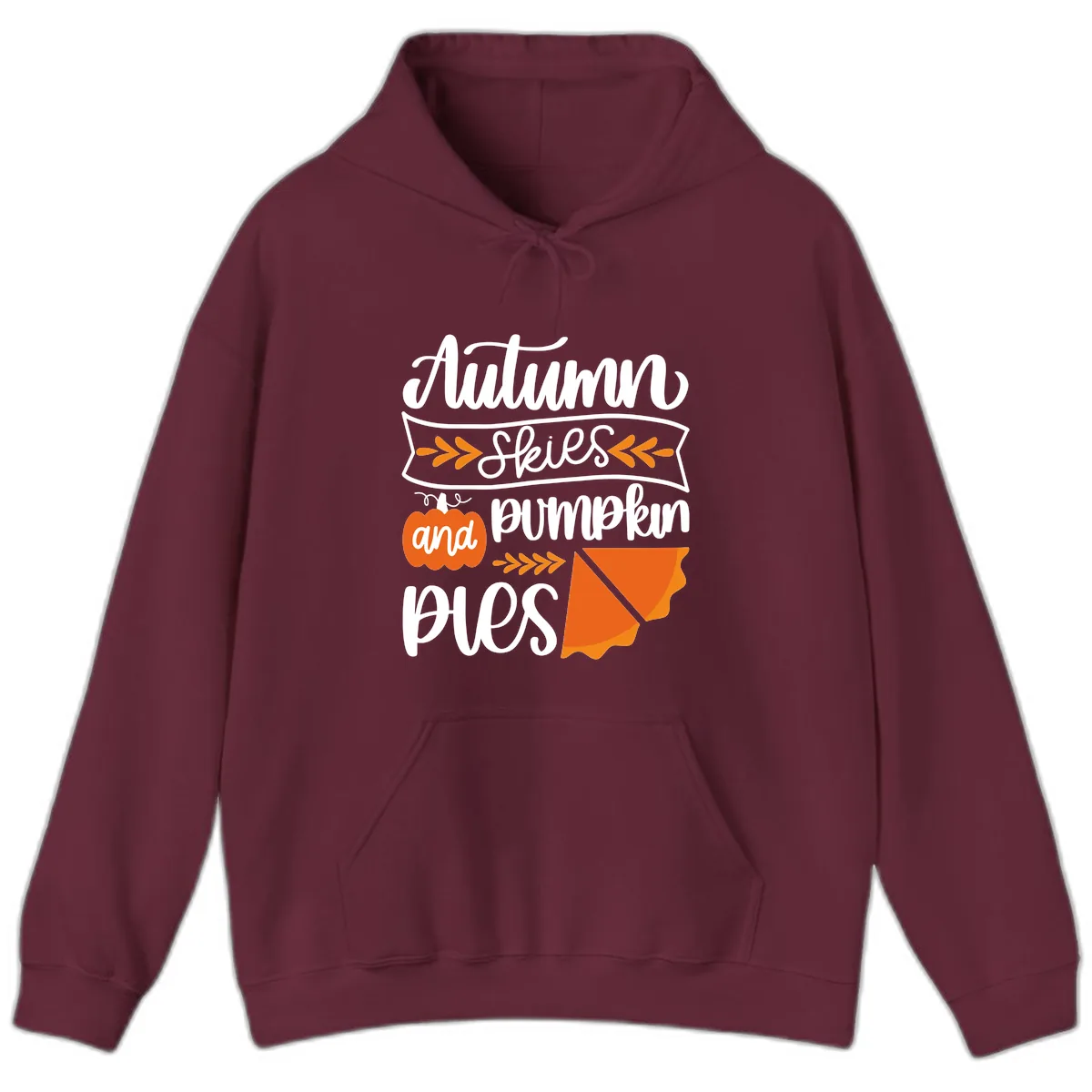 Autumn Skies and Pumpkin Pies Design Hoodie in Maroon