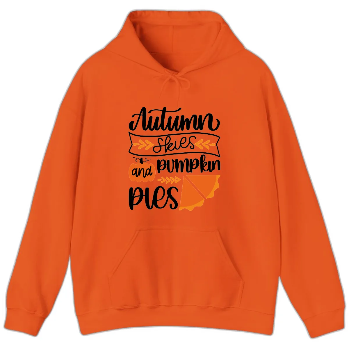 Autumn Skies and Pumpkin Pies Design Hoodie in Orange