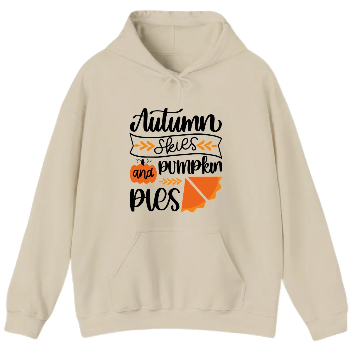 Autumn Skies and Pumpkin Pies Design Hoodie in Sand